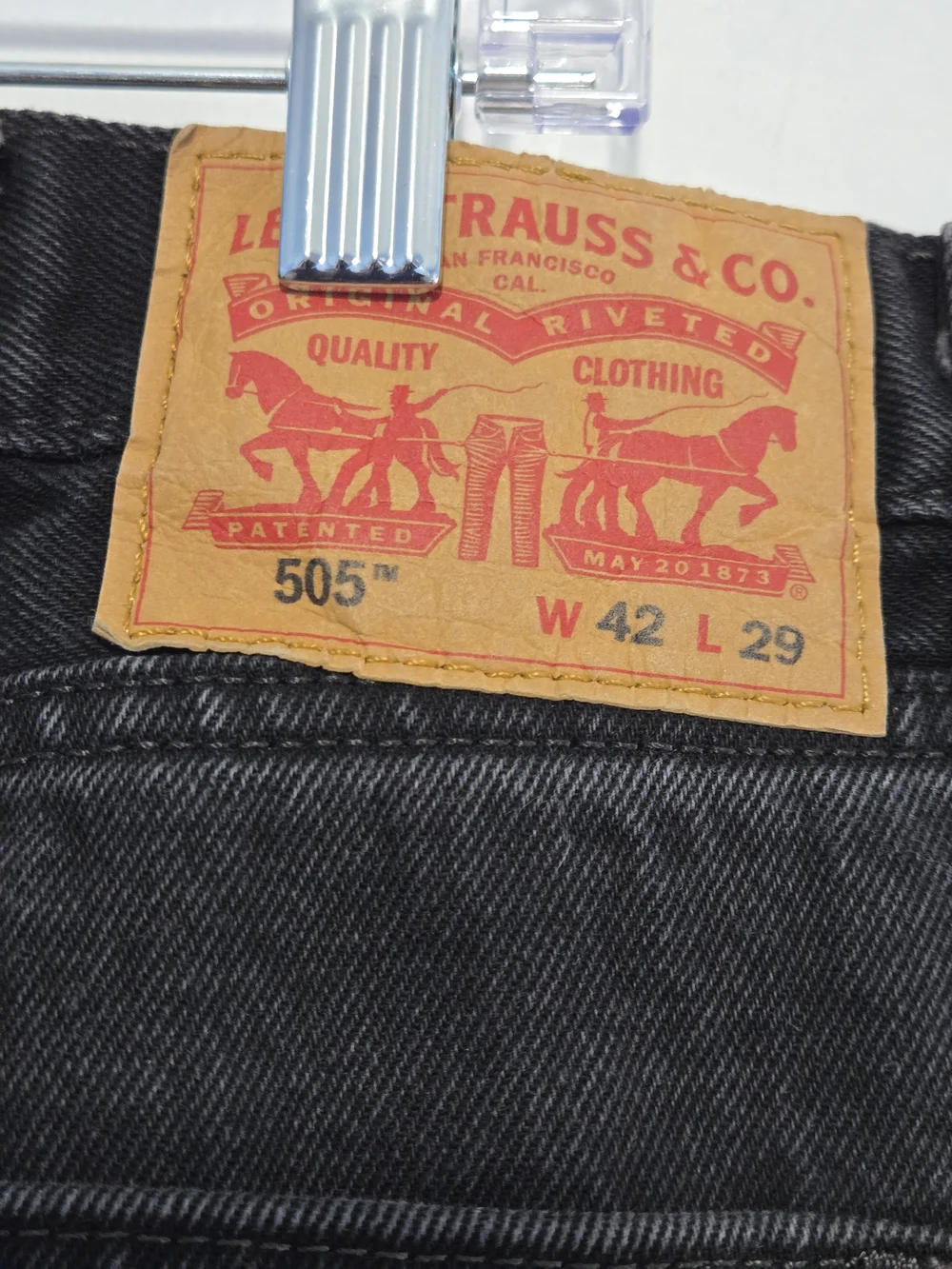 Levi’s 505 Black Jeans Men’s 42x29 Straight Leg Dark‎ Wash Denim Classic Fit